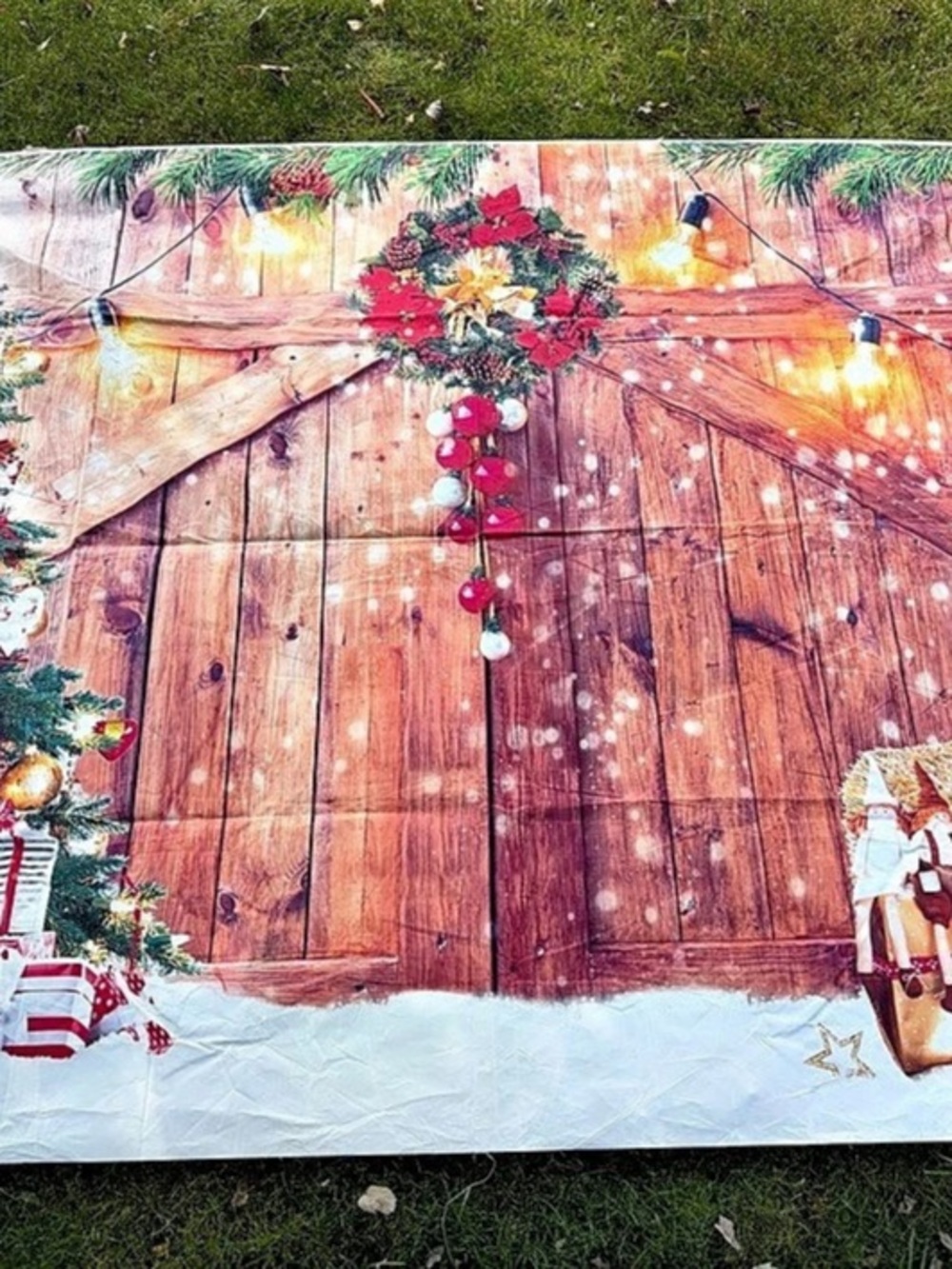 Christmas Holiday backdrop- banner Red Brown